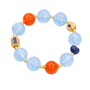 sky blue orange statement bracelet