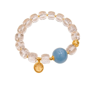 clear cube blue charm bracelet