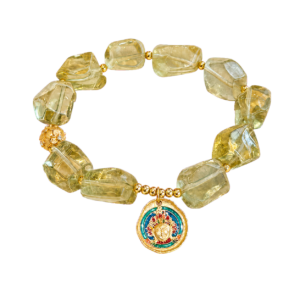champagne enamel medallion bracelet