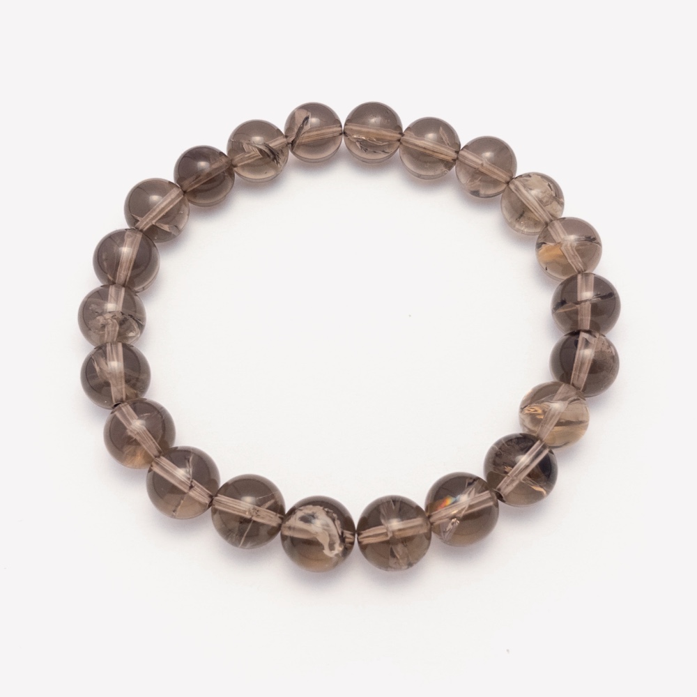 Smoky quartz bracelet with translucent brown-grey 10mm beads