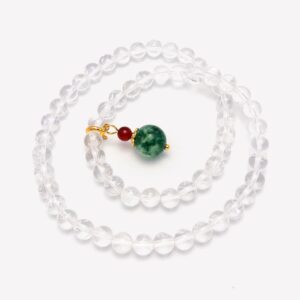 Jade-Green Drop Clear-Quartz Double-Wrap