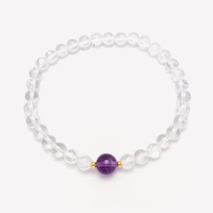 Violet Accent Clear-Quartz Bracelet