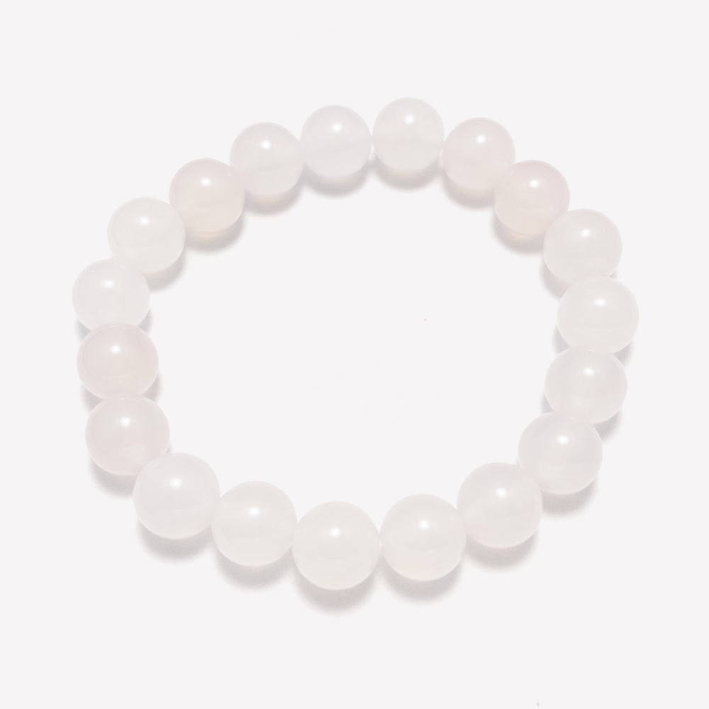 Frosted White Chalcedony Bracelet 10mm Frosted white chalcedony bracelet with small matte beads
